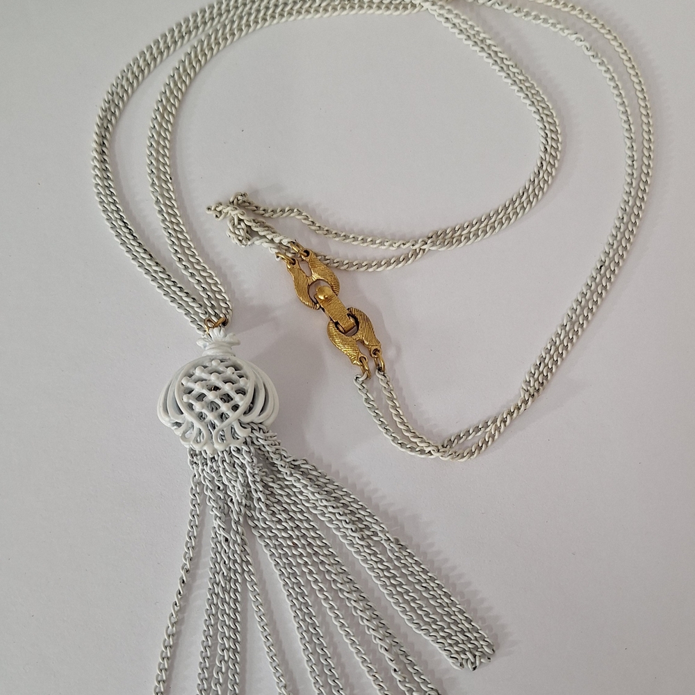 Elegant Silver and Gold Tassel Necklace